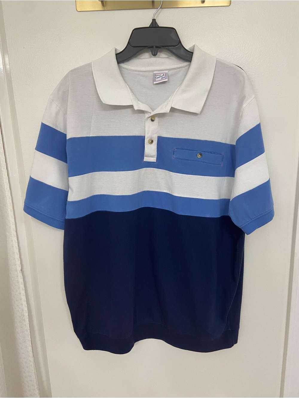 Haband Casual Joe Colorblock Polo Large Retro Grandpa Golf Coastal Preppy